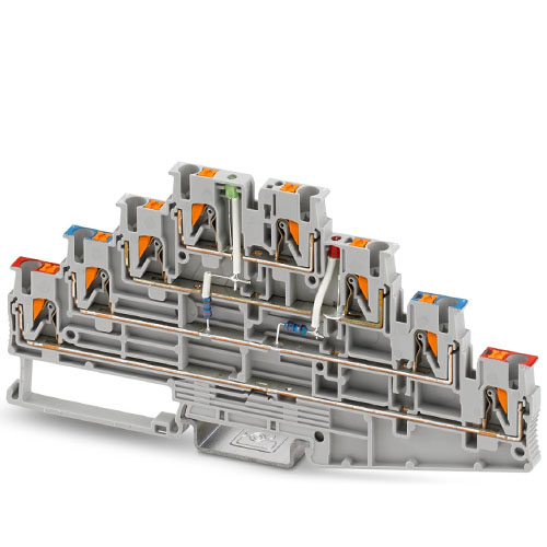 PHOENIX CONTACT - PT 2,5-L RD/L BU/L LED 24 RD/L LED 24 GN - Multi-level terminal block